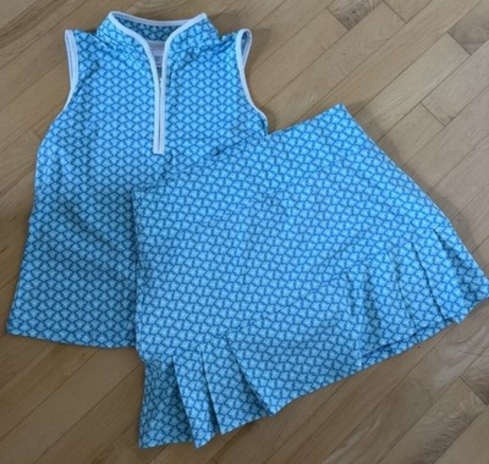 Sigrid Olsen Golf & Tennis Sleeveless 1/4 Zip Polo Size S Pleated Skirt Size M